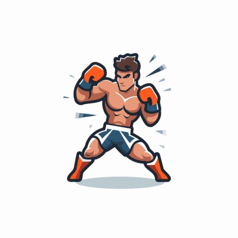 Boxer kickboxer. Vector illustration. Isolated on white backgrou