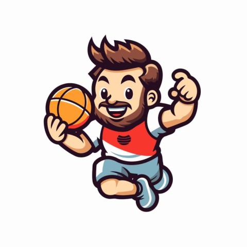 Basketball Player Cartoon Mascot Character Design Vector Illustr