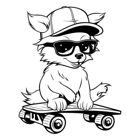 Cute Chihuahua Dog Skateboarder Cartoon Mascot