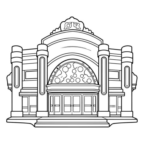 Cinema building icon. Outline illustration of cinema building ve