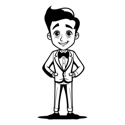 Cute waiter cartoon isolated vector illustration graphic design