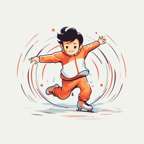 Figure skating. vector illustration of a boy skating on the ice.