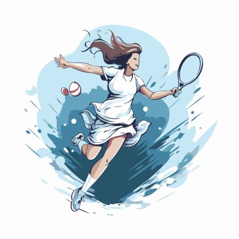 Tennis player. Vector illustration of a woman tennis player with