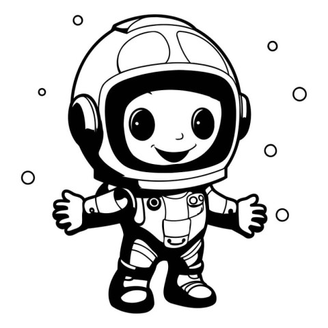 illustration of a cute astronaut on white background. vector ill