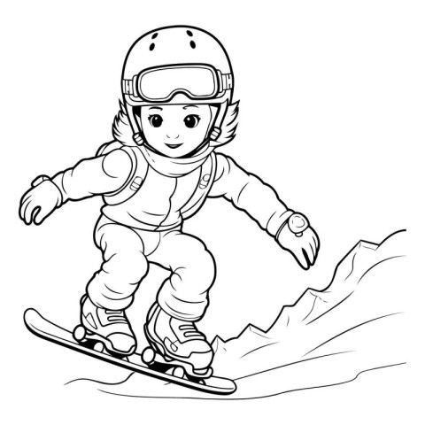 Snowboarder - Coloring Page Outline of a Snowboarder