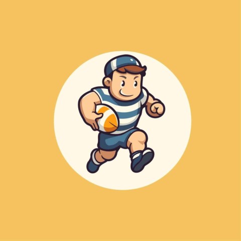 Rugby player cartoon icon. Vector illustration for your graphic