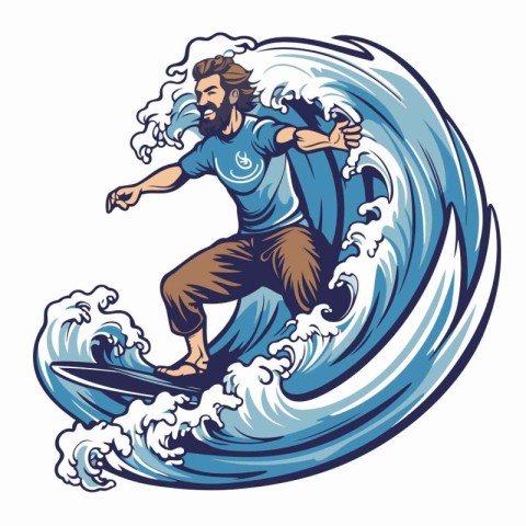 Surfer. Vector illustration of a surfer jumping on a wave.