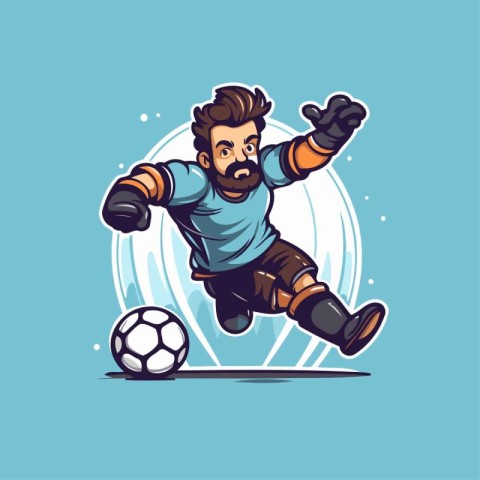 Soccer player vector illustration. Cartoon soccer player kicking