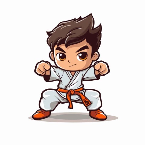 Taekwondo Cartoon Mascot Character Vector Illustration.