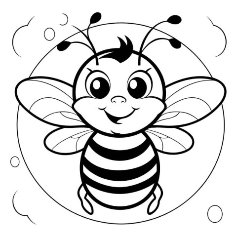 Coloring book for children: bee. Black and white vector illustra