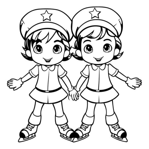 Coloring Page Outline Of Kids on Roller Skates Coloring Book