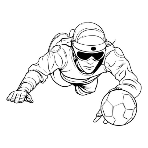 Biker with a soccer ball on a white background. Vector illustrat