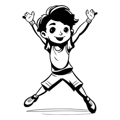 Happy little girl jumping isolated on a white background. Vector