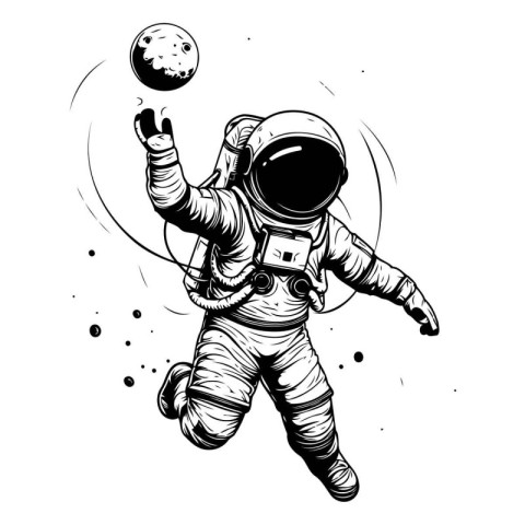 Astronaut in outer space. Vector illustration for your design.