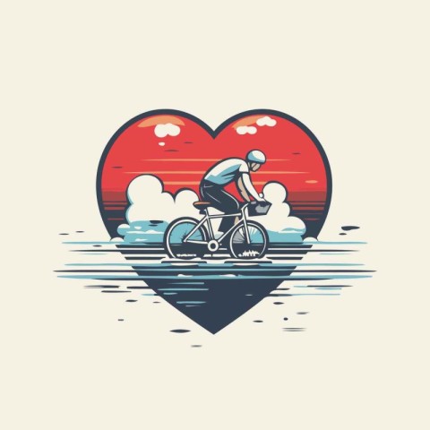 Cyclist in the heart. Vector illustration on a white background.