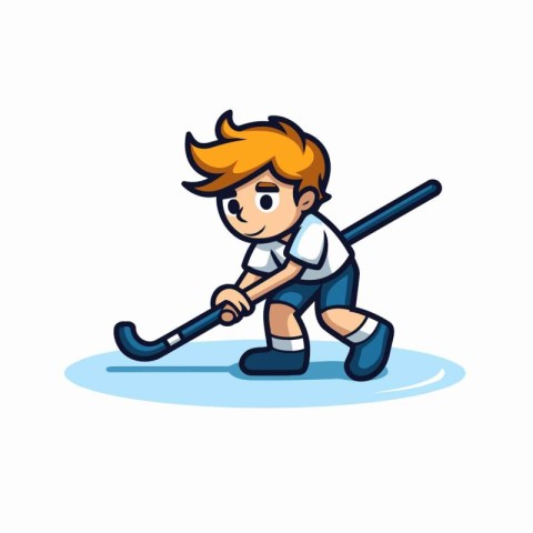 Hockey player cartoon vector illustration. Cartoon hockey player