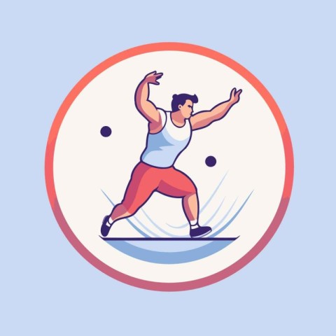 Athletic man in action. Flat design vector illustration.