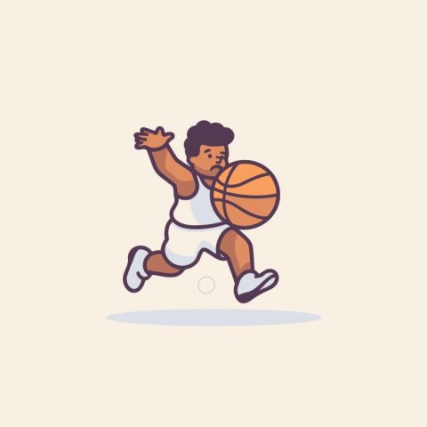 Basketball player running with ball. Vector illustration in cart