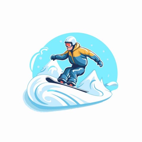 Snowboarder on a wave. Vector illustration on white background.