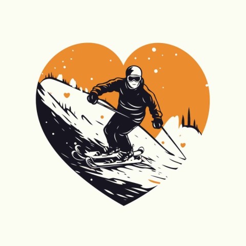 snowboarder in the shape of a heart. vector illustration