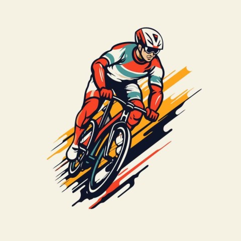 Cyclist riding on a bike. Extreme sport vector illustration.