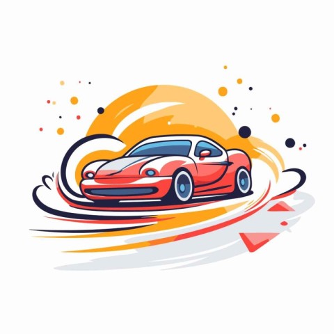 Race car. Vector illustration of sport car in flat style on whit