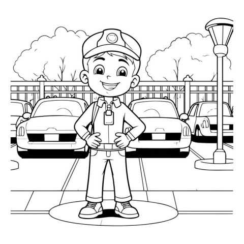 Traffic police officer cartoon vector illustration graphic desig