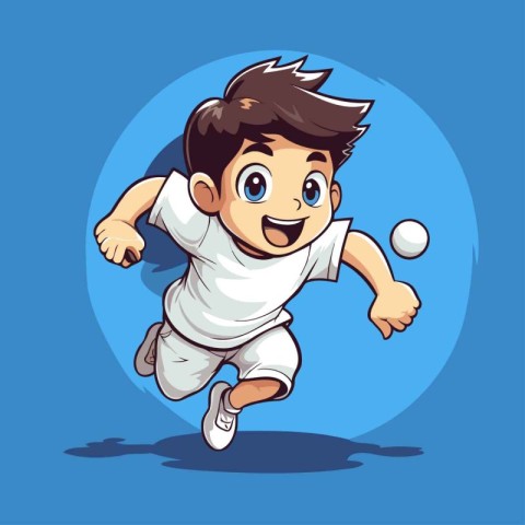 illustration of a boy playing ping pong on a blue background