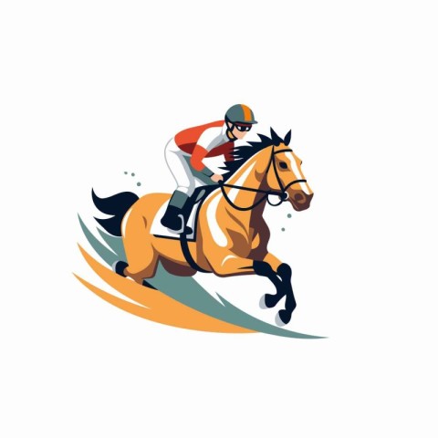 Horse racing. jockey on the horse vector Illustration on a white