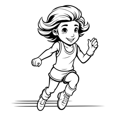 Vector illustration of a girl rollerblading on a white backgroun