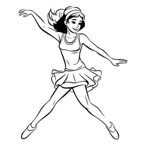 Beautiful ballerina girl dancing. Vector illustration in sketch