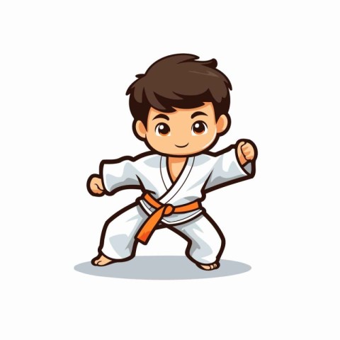 Taekwondo Boy Cartoon Mascot Character Vector Illustration