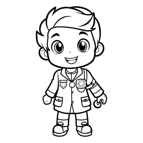 Coloring Page Outline Of a Cute Boy Astronaut Character