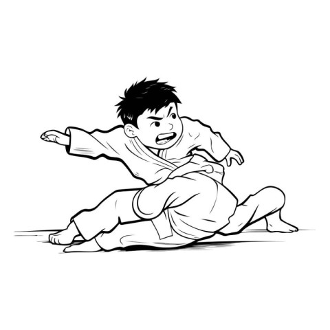 Karate kick - vector cartoon illustration of a karate kick.