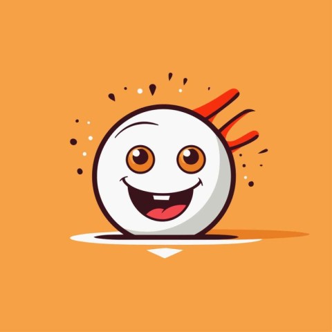 Funny cartoon golf ball with smiley face. Vector illustration.