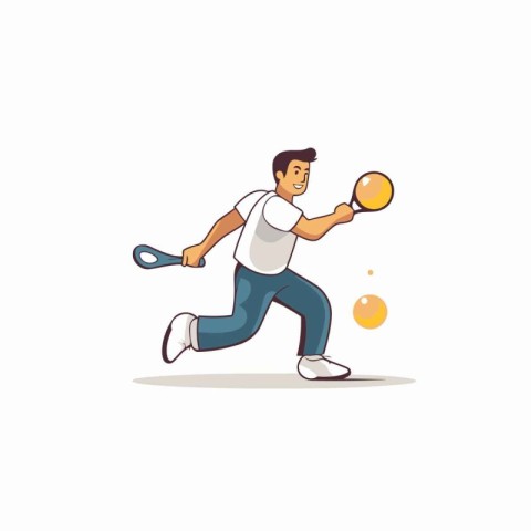 Tennis player with ball and racket vector Illustration isolated