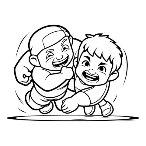 Illustration of a Little Boy and a Baby Boy Smiling and Playing