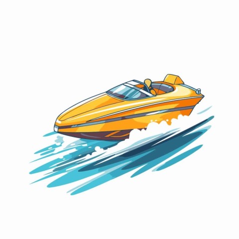 Speedboat vector icon isolated on white background. Cartoon illu