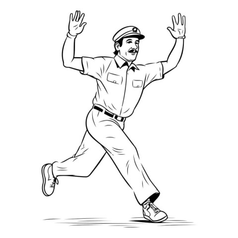 Vector illustration of a police officer in uniform running with