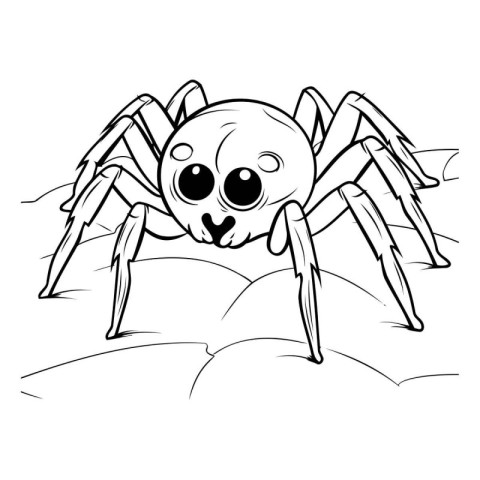 Spider - Black and White Cartoon Illustration for Coloring Book.