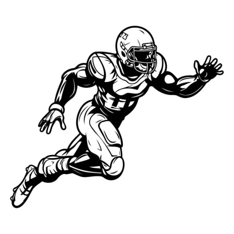 American football player running with ball. Vector illustration