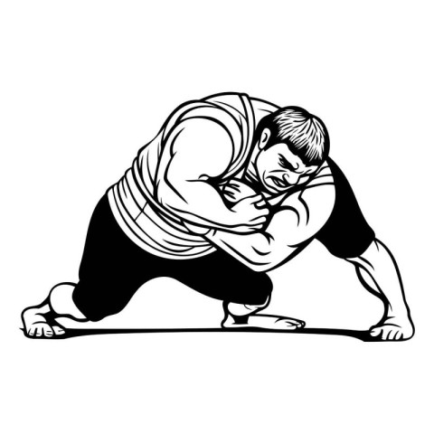 Vector illustration of Sumo wrestler. Sumo wrestler. Sumo wrestl