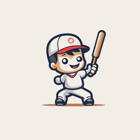 Baseball Player Cartoon Mascot Character Design Vector Illustrat