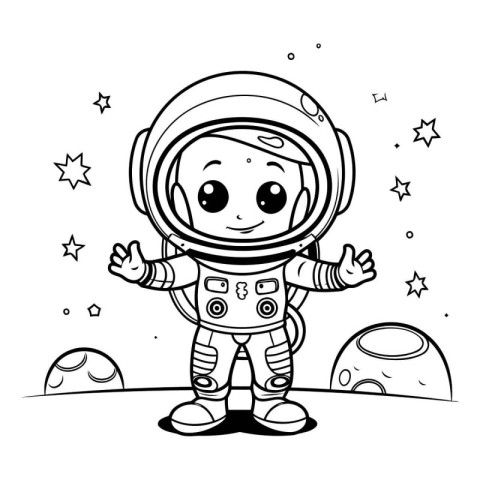 Vector illustration of Cute cartoon astronaut. Coloring book for