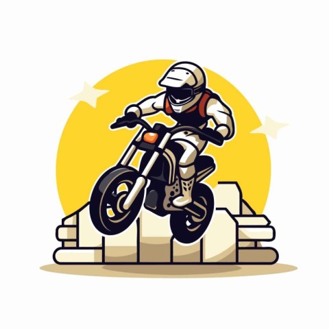 Motocross rider. Vector illustration of a motorcyclist on a moto