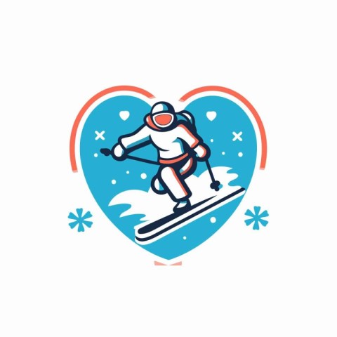 Skiing logo template. Vector illustration of a skier in the shap