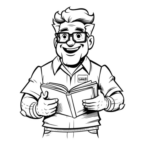 Man reading a book. Vector illustration of a man reading a book.