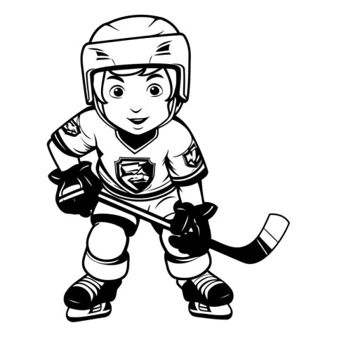 Hockey Player Cartoon Mascot. Vector illustration ready for viny