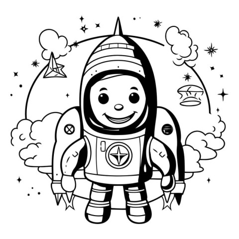 Astronaut. Vector illustration. Coloring book for children.