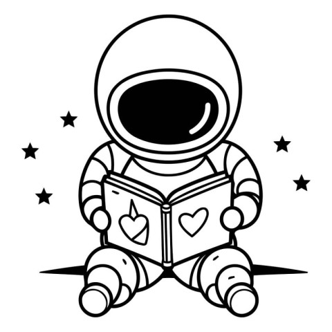 astronaut with book cartoon vector illustration graphic design i